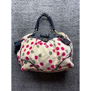 Vintage Y2k Juicy Couture Daydreamer Velour Polka Dot Shopper‎ Handbag Cream